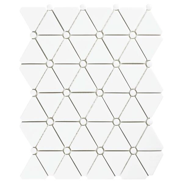 slide 1 of 3, SomerTile Expressions Treux White 10.13" x 12.86" Glass Mosaic Tile
