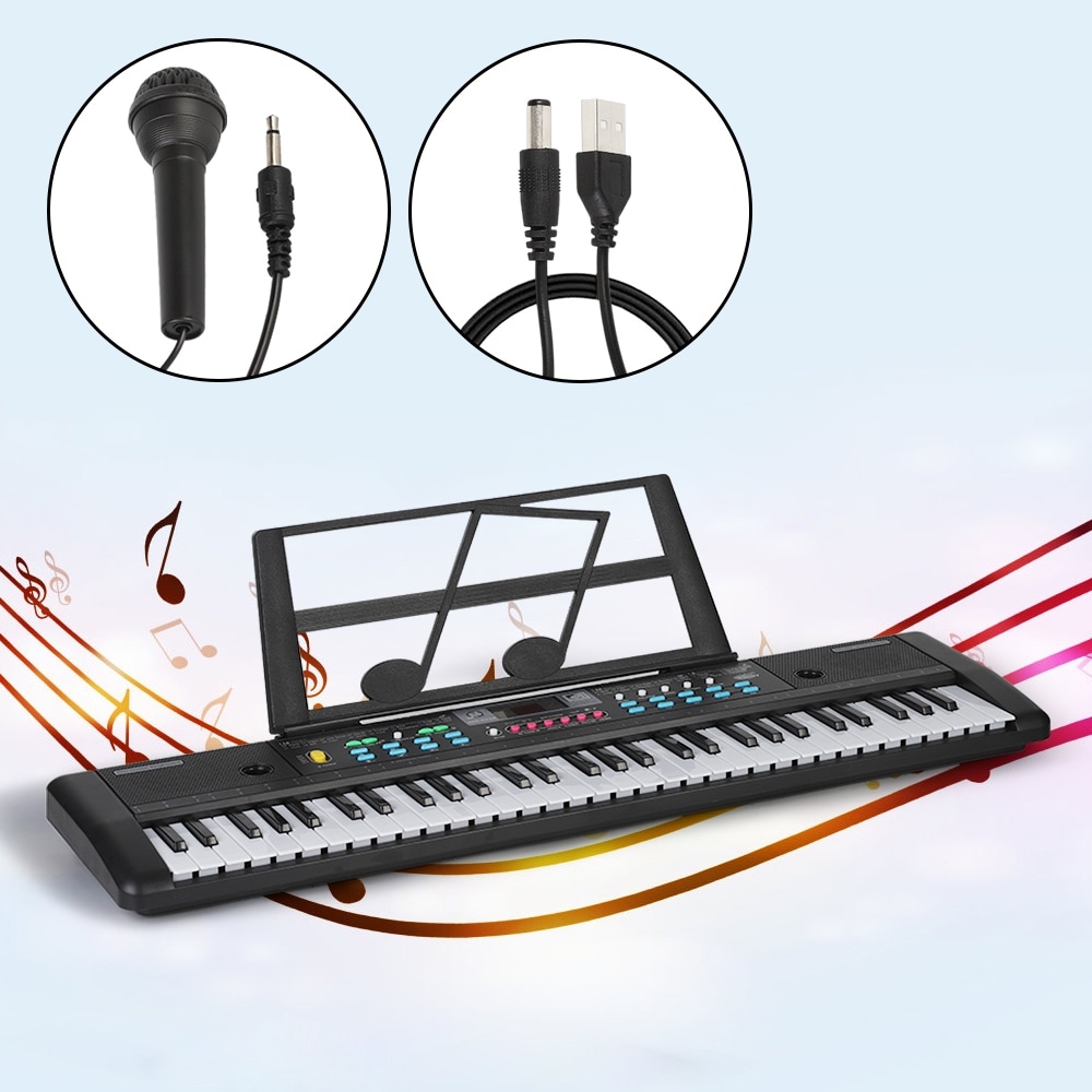 Electric Piano Toy Piano Organ Digital Portable Musical Keyboard - Black