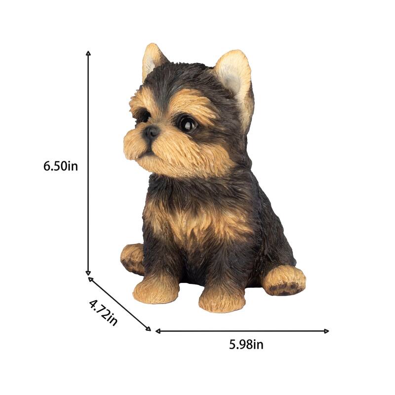 Sitting Yorkshire Terrier Puppy Outdoor Garden Statue - 6.5"