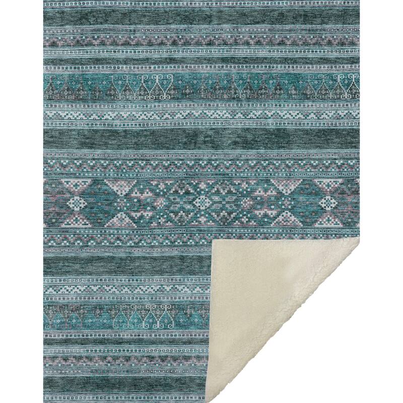 Premium Machine Washable Boho Moroccan Sherpa Throw Blanket