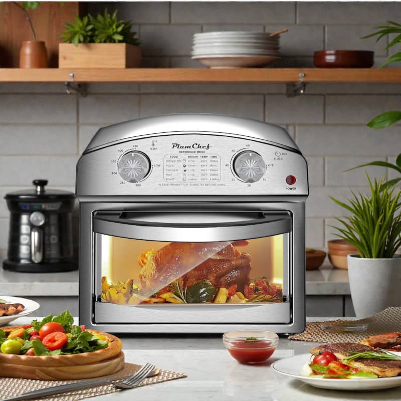 12.5 Quart Convection Toaster Oven, 7-in-1 Countertop Oven with Preset Menus, 1500W, Stainless Steel