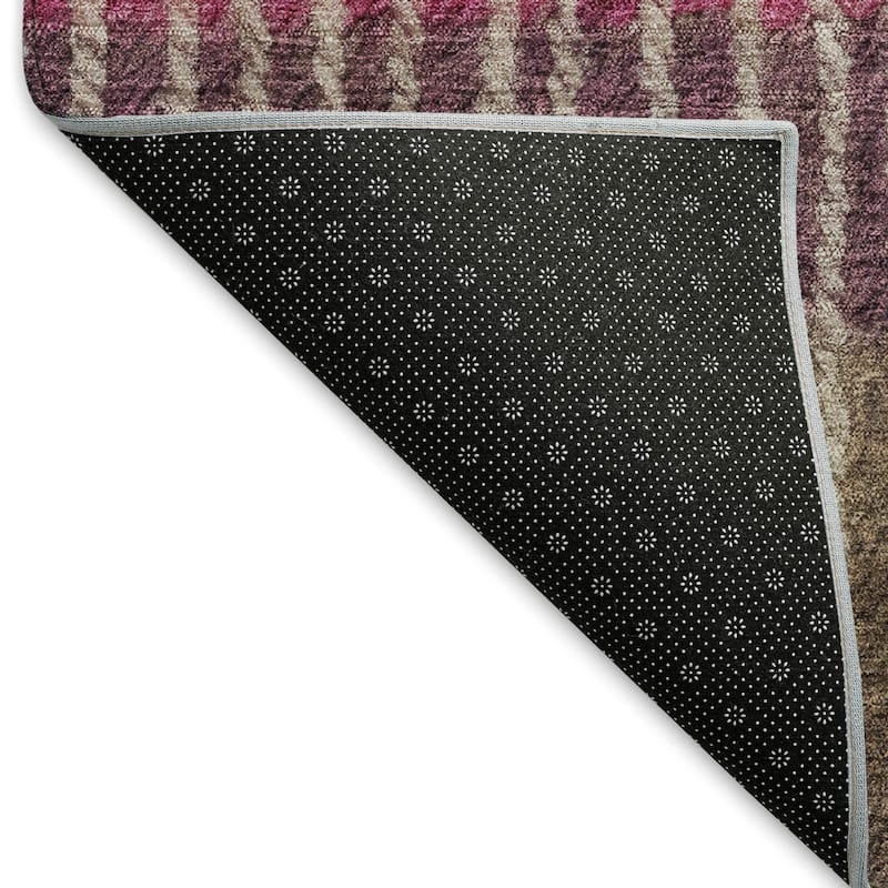 Machine Washable Indoor/ Outdoor Contemporary Stripes Chantille Rug