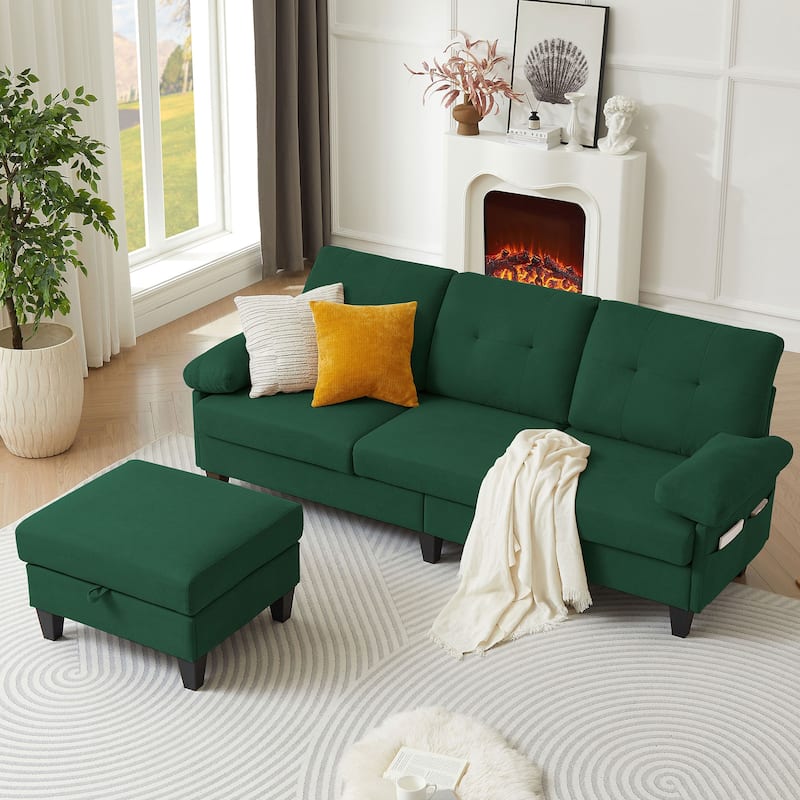 86.22" L Shaped Sectional Sofa with Side Storage Pockets