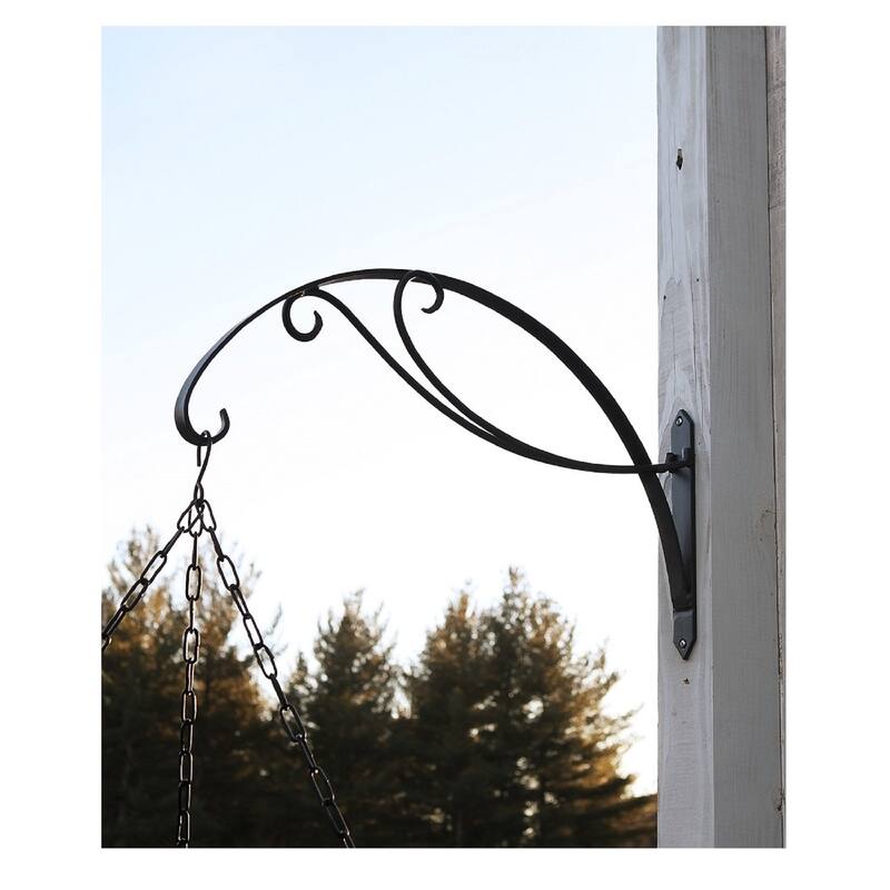 Achla Designs Curling Scroll Bracket for Large Baskets, 24 Inch Wide, Black Powder Coat Finish