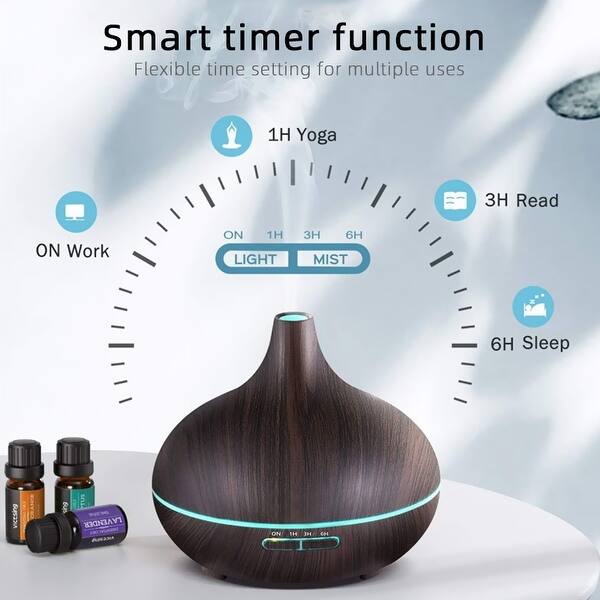 550ml Aroma Air Diffuser Wood Humidifier 7 Color Led Light Household Aromatherapy Essential Oil Electric Humidifier Overstock