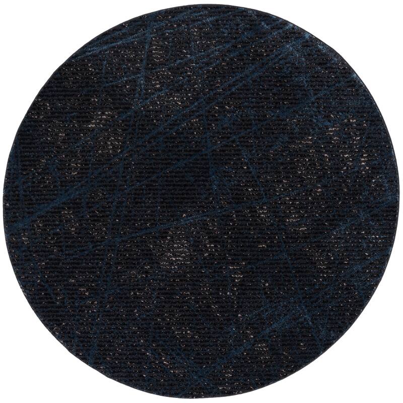 SAFAVIEH Mila Clydie Modern & Contemporary Rug - 6'7" Round - Dark Blue/Black