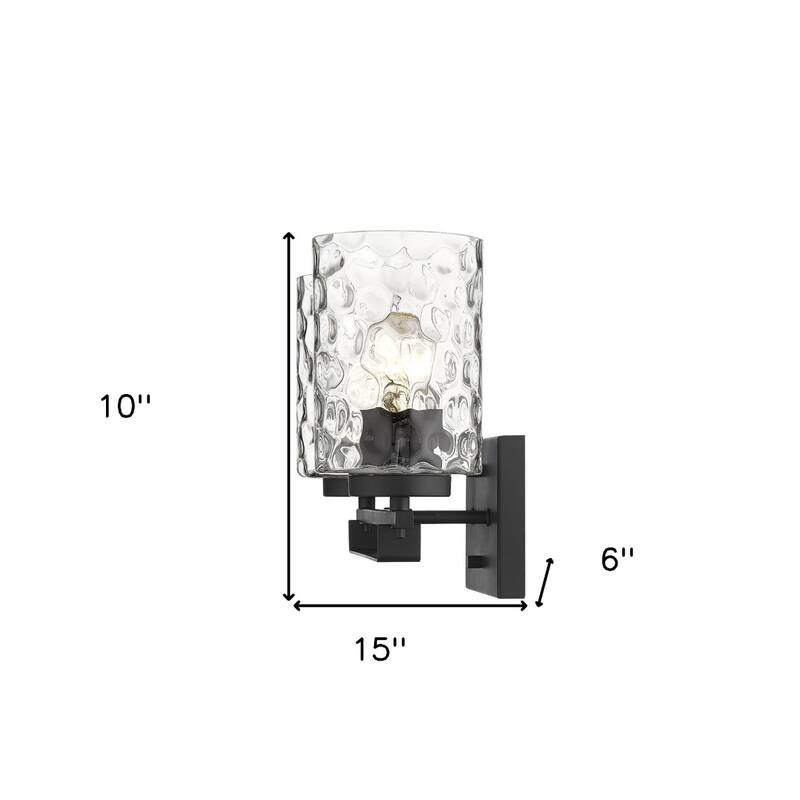 Hardwired Double Light Wall Sconce with Dimmable Steel Fixture and Clear Glass for Bathroom or Hallway - 10" H x 15" W x 6" D