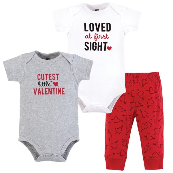 slide 1 of 1, Hudson Baby Unisex Cotton Bodysuit and Pant Set, Cutest Valentine 0-3 Months - Cutest Valentine