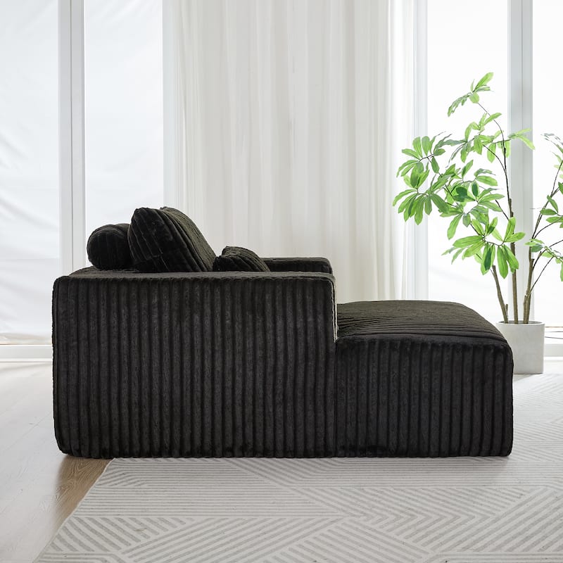 62.5" Corduroy Sponge Sofa Lounge Chair,No Assembly Required,Fluffy Modern Sleeper Chair for Indoor Living Room Bedroom