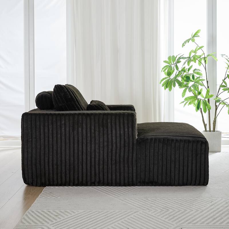 Fluffy 62.5-Inch Corduroy Lounge Chair, Modern Sleeper Sofa for Living Room or Bedroom - Ready to Use, No Assembly