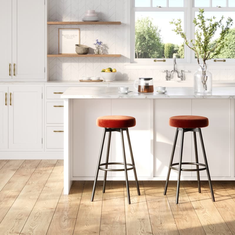 Middlebrook Designs Modern Faux Velvet Bar Stool (Set of 2) - Rust