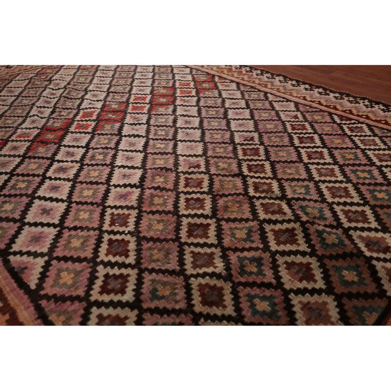 Trellis Kilim Persian Vintage Rug Flatweave Wool Carpet - 5'8" X 8'1"