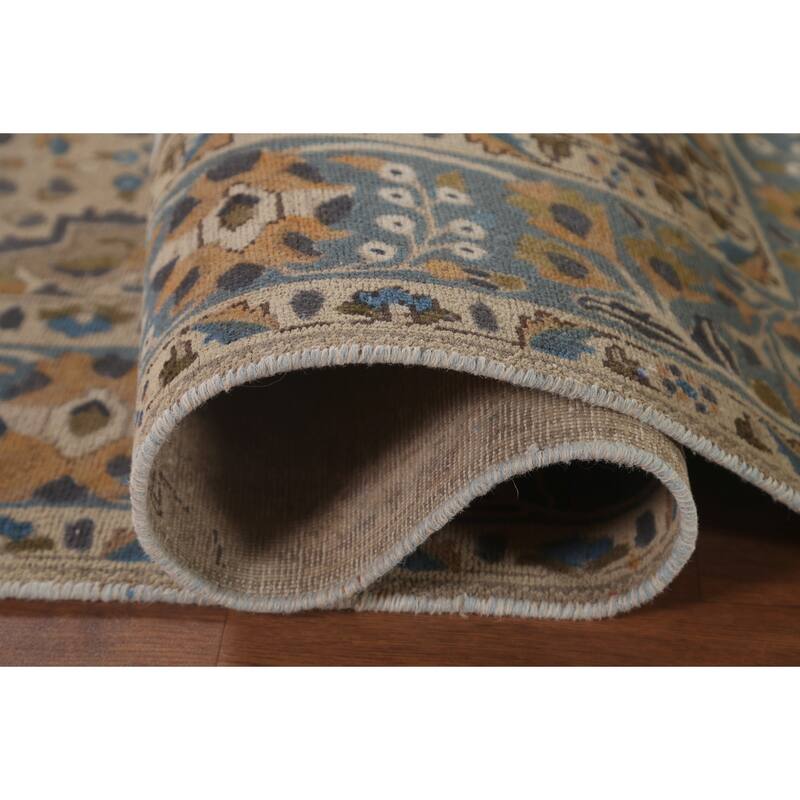 Tabriz Persian Vintage Rug Handmade Traditional Beige Wool Carpet - 6'10"x 9'10"