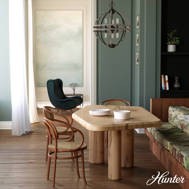 Hunter 19.25" Stone Creek 6-Light Pendant - Entry, Island, Dining Room - Modern Farmhouse, Rustic, Transitional