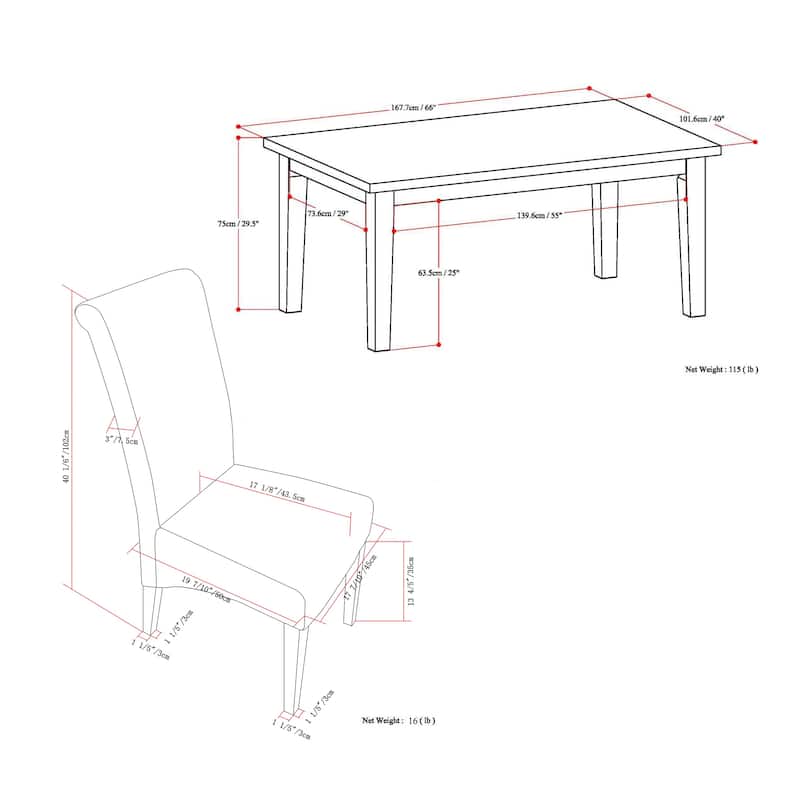 WYNDENHALL Franklin Transitional 7 Pc Dining Set with 6 Upholstered Dining Chairs and 66 inch Wide Table