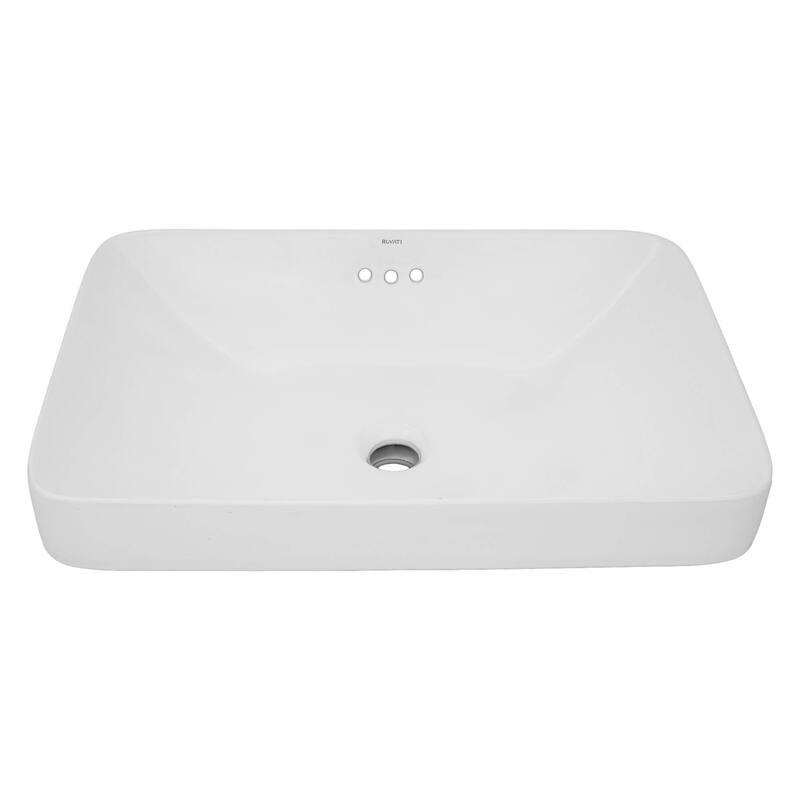 Ruvati 23 x 16 inch Semi-Recessed Drop-in Topmount Bathroom Sink Rectangular Porcelain Ceramic White - RVB0824WH