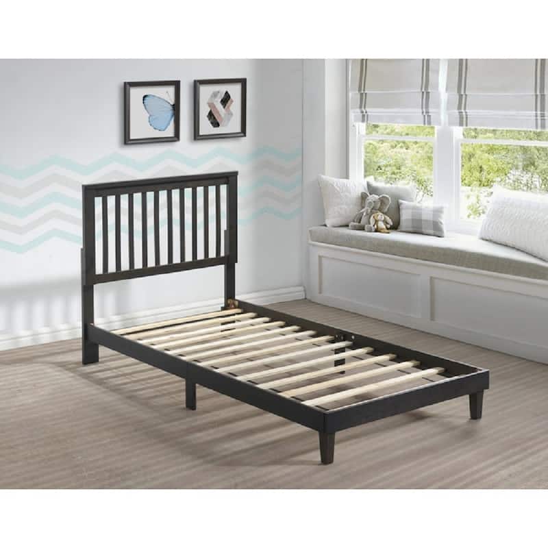 Modern Mission Style Platform Bed Frame, Cappuccino