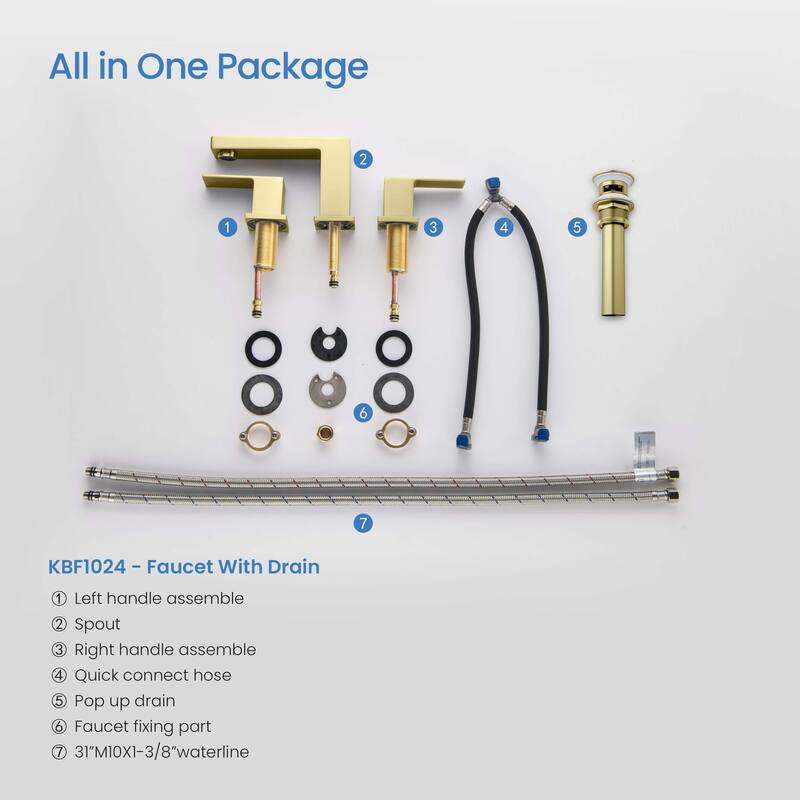 Cube 8“ Widespread Bathroom Sink Faucet with Drain Assembly