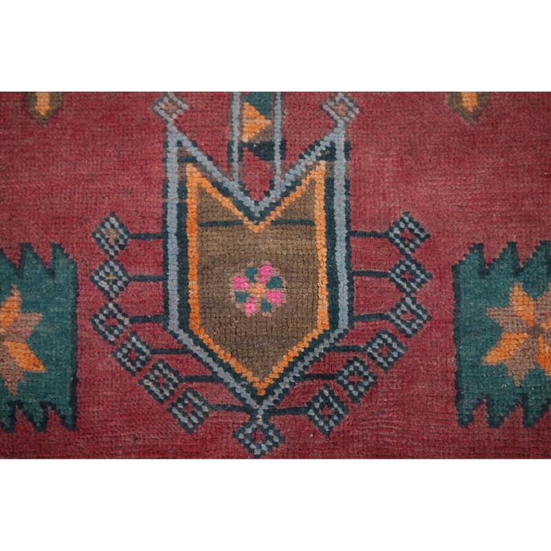 Tribal Ardebil Vintage Persian Runner Rug Handmade Wool Carpet - 3'5" x 12'9"