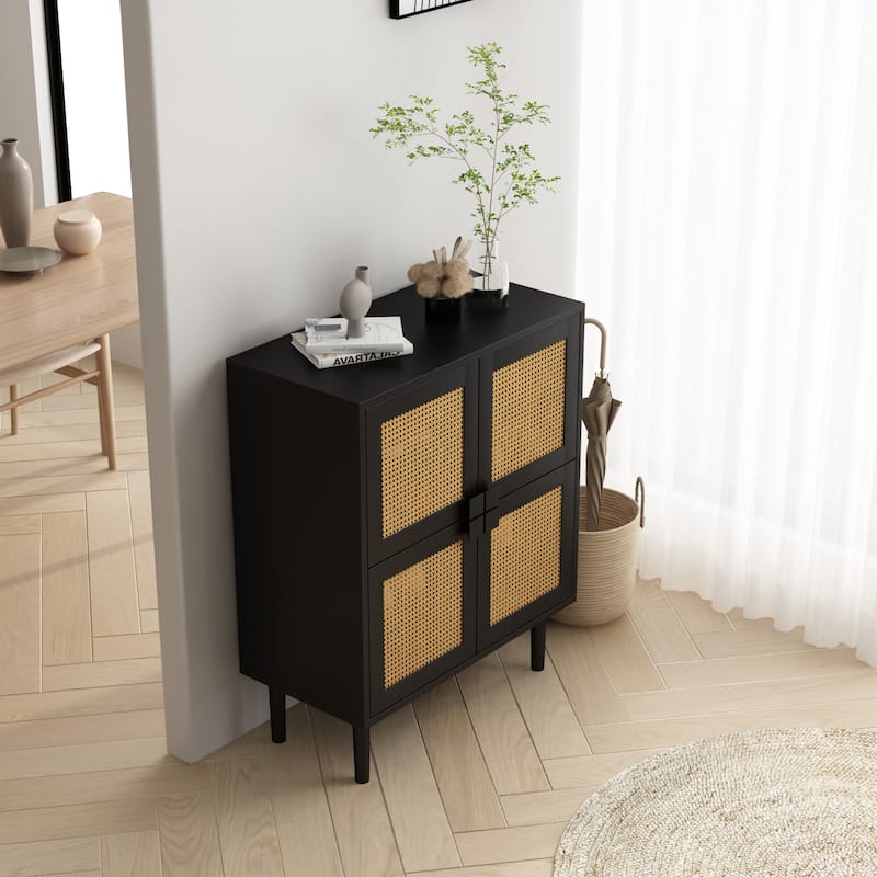 Rattan Mesh Storage Cabinet - N/A