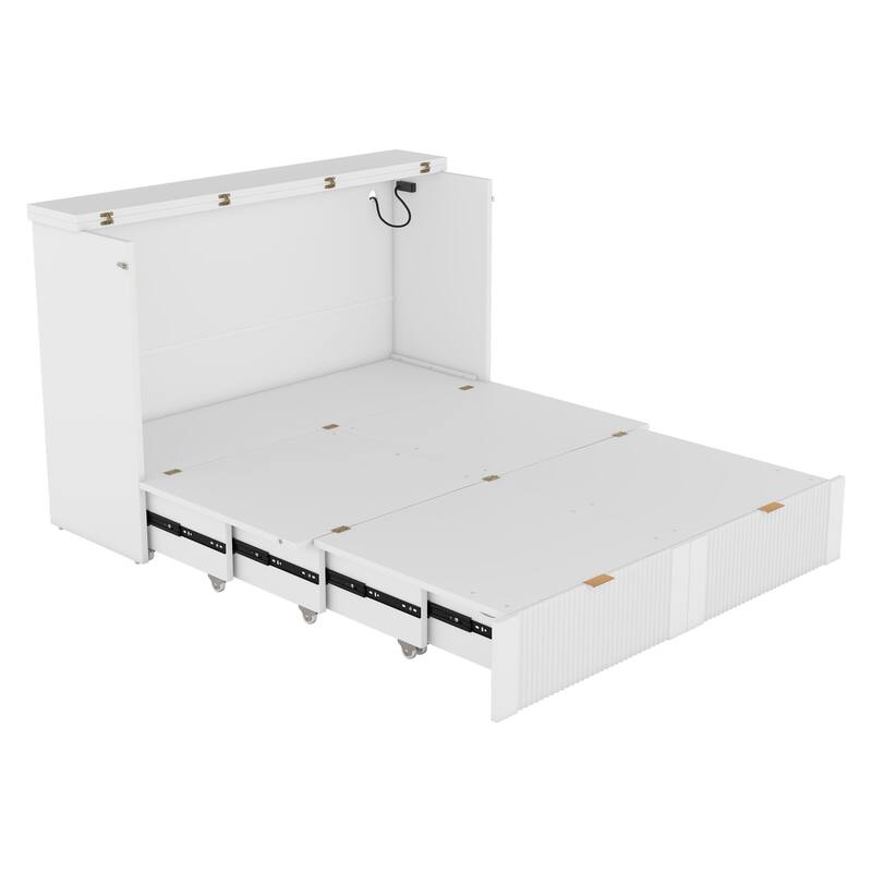Murphy Bed with Pulley Design, Drawer, and USB Ports