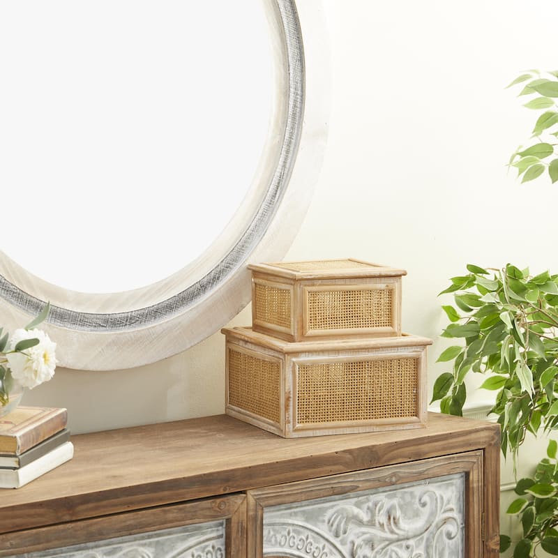 Wood Decorative Box with Lid - Set of 2 Brown - Roche River Decor