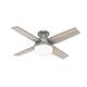 Hunter 44" Dempsey Low-profile Ceiling Fan with LED Light Kit, Handheld Remote - Matte  Silver