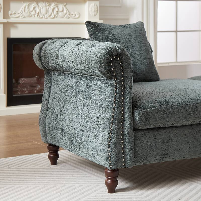 81" Button Tufted Sleeper Sofa Bed with Nailhead and Pillows