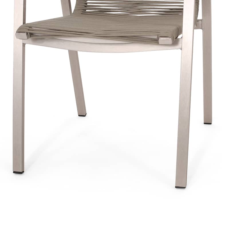Roomfitters Outdoor Modern Aluminum Dining Chair with Stylish Rope Seat, Set of 2, Durable and Comfortable Design