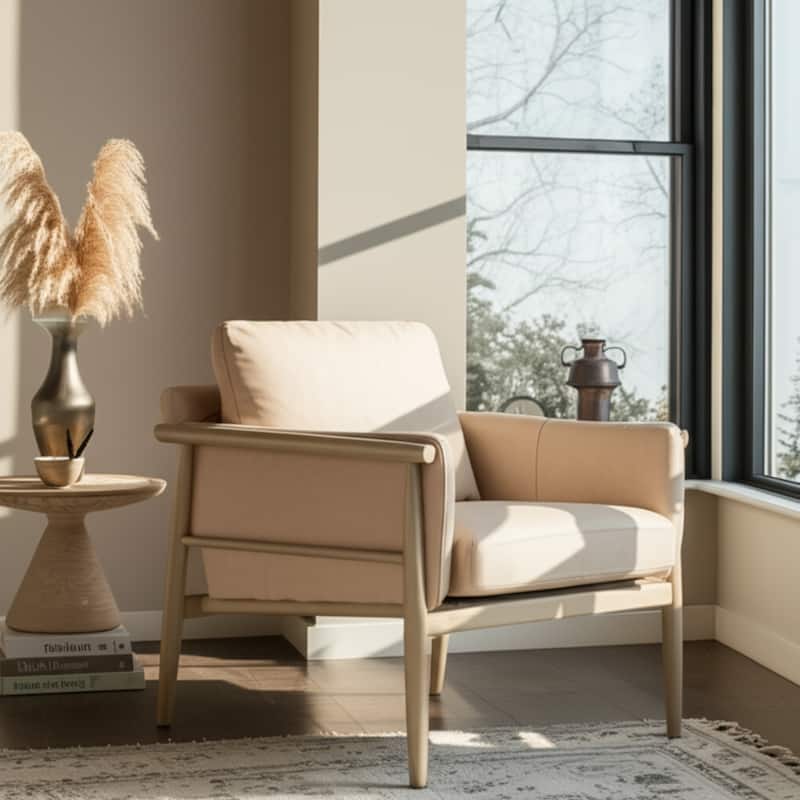 Fabric Armchair Comfortable Supportive Cushions Accent - 31" Ivory - 28" x 30" x 31"