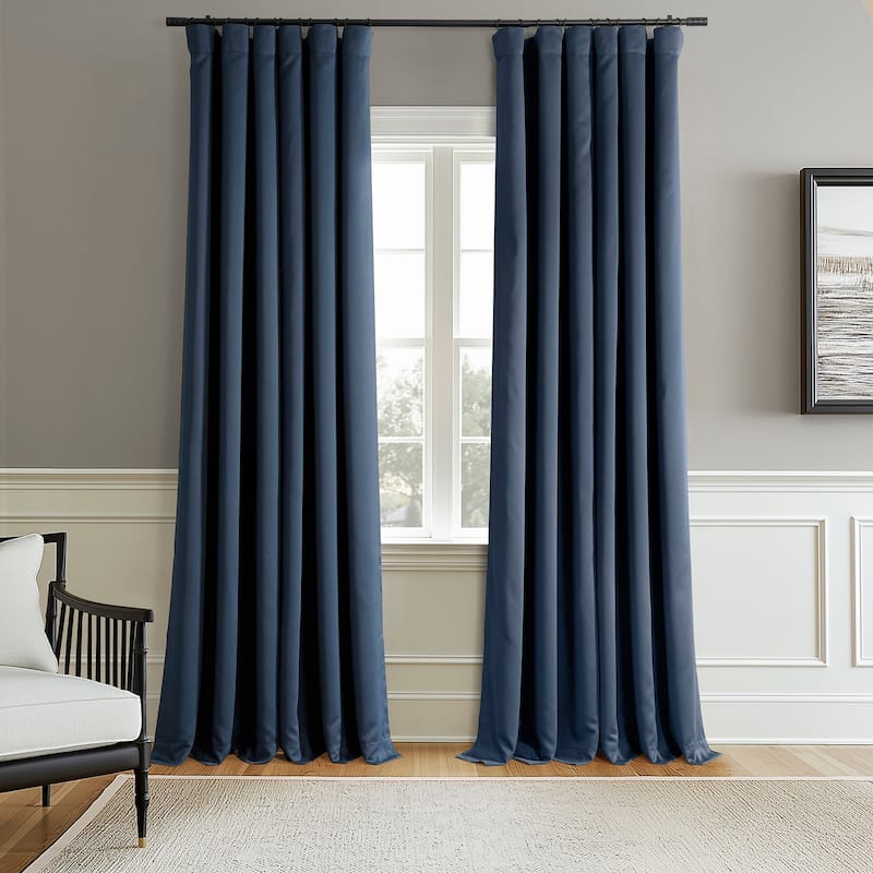 Exclusive Fabrics Room Darkening Curtains for Bedroom & Living Room Curtains - Window Drapes (2 Panels). - 50x108 - Deep Blue