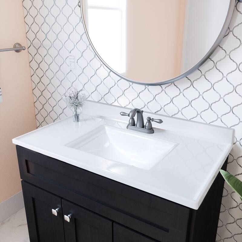 Camilla Cultured Marble Centerset Mount Rectangle Singe Bowl Vanity Top