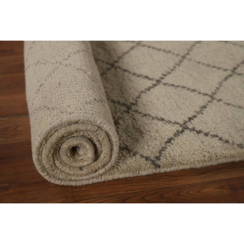 All-Over Trellis Moroccan Oriental Runner Rug Handmade Wool Carpet - 2'6" x 7'11"