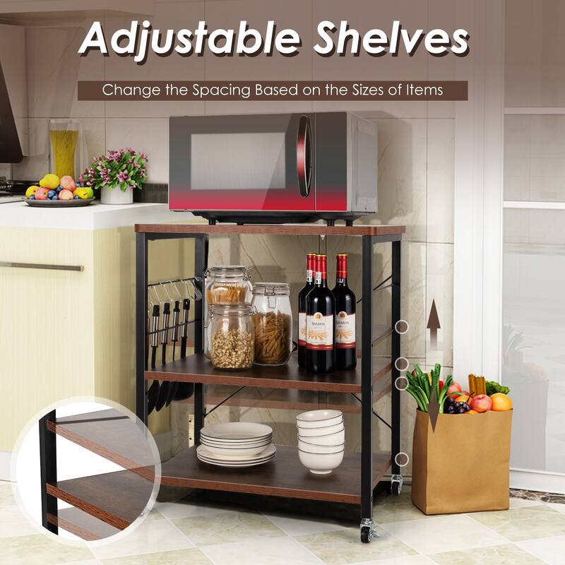 Costway 3-Tier Kitchen Baker's Rack Microwave Oven Storage Cart w/ - See details