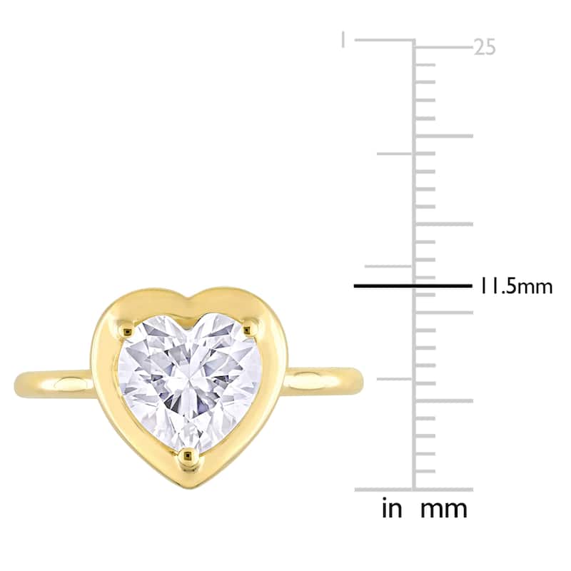 Miadora 2ct DEW Heart-Shaped Created Moissanite Engagement Ring in 10k Yellow Gold