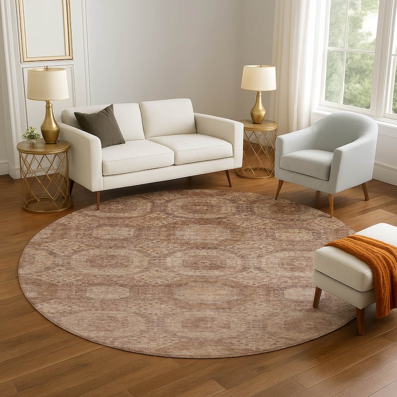Premium Washable Super Soft Vintage Traditional Mayfield Rug - Copper - 8' x 8'