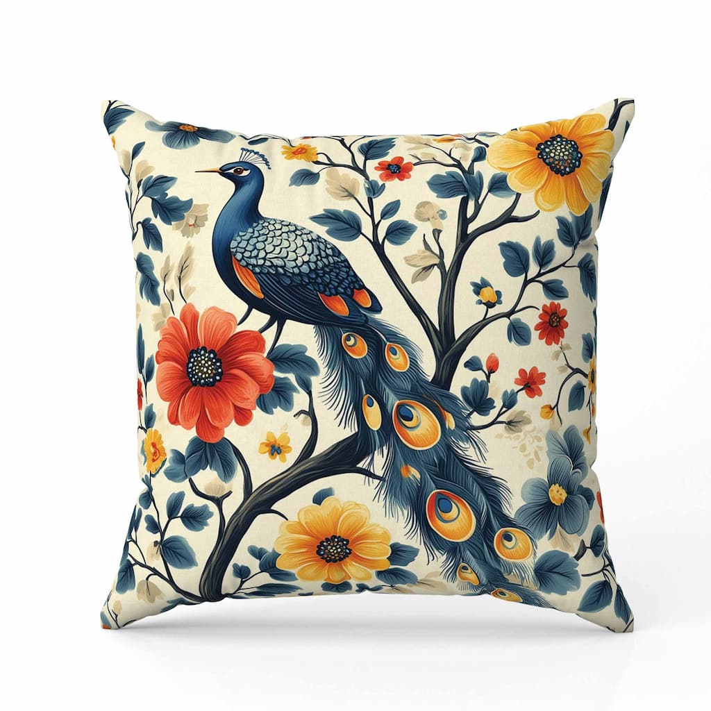 Vibrant Vista Indoor/Outdoor Reversible Throw Pillow Beige and Blue