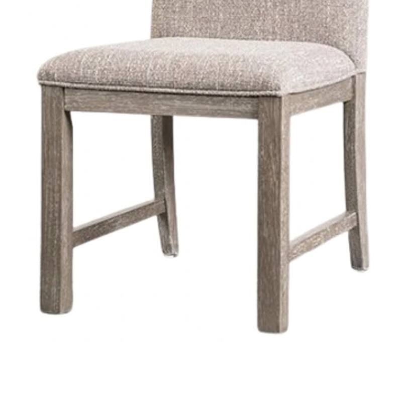 Gris Side Dining Chair, Gray Solid Wood, Fabric Padded Seat