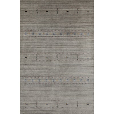 Oriental Grey Gabbeh Indian Area Rug Handmade Wool Carpet - 5'1" x 7'8"