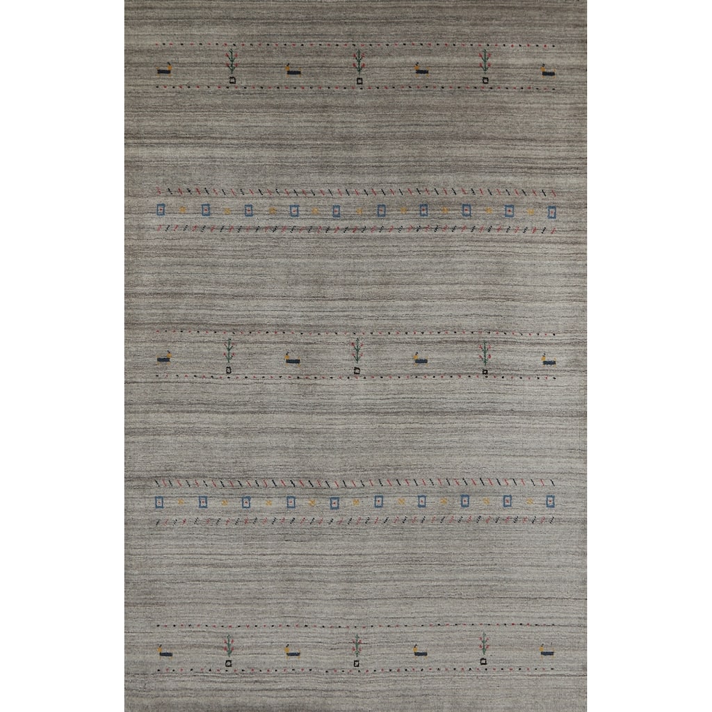 Oriental Grey Gabbeh Indian Area Rug Handmade Wool Carpet - 5'1" x 7'8"