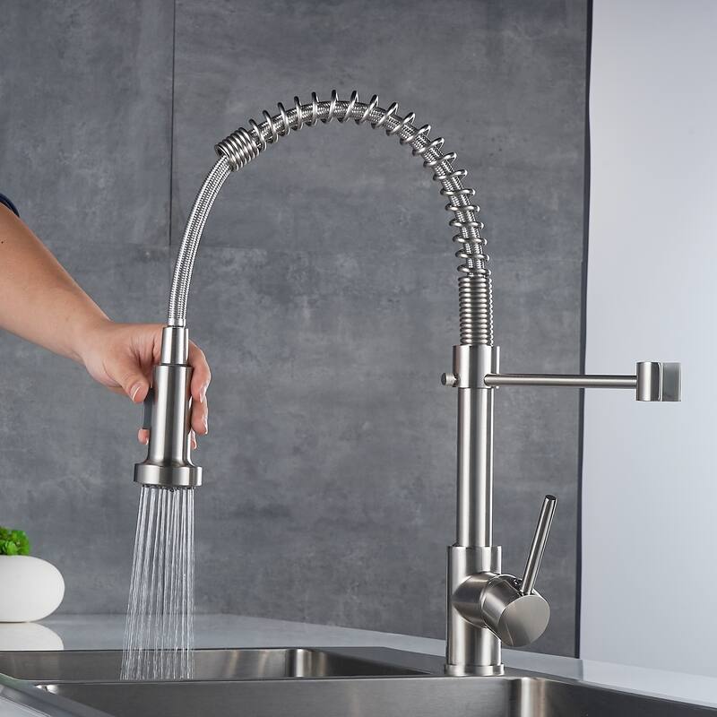 Commercial Kitchen Faucet with Pull Down Sprayer, Single Handle Single Lever Kitchen Sink Faucet