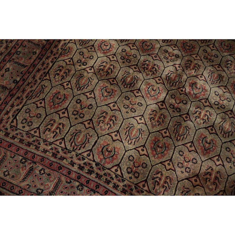 Hand Knotted Oriental 100% Wool Carpet Traditional Geometric Brown Agra Area Rug - 9' 8'' X 6' 8''