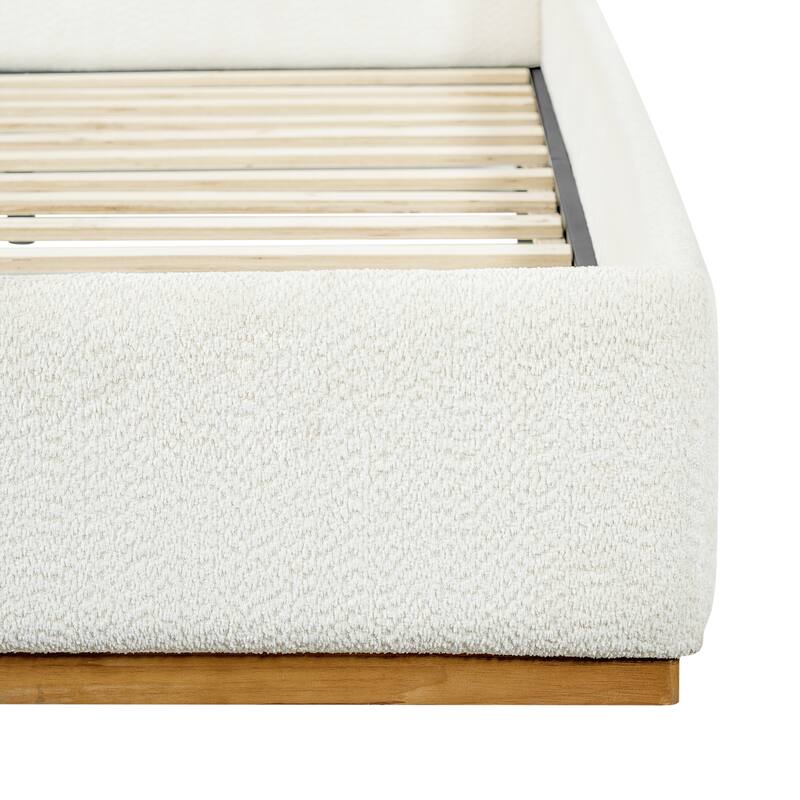 Christopher Knight Home - Modern Upholstered Boucle Platform Bed with Wingback Headboard