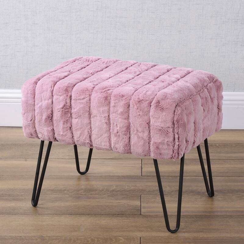 Serenta SuperMink Fauxfur Ottoman Bench