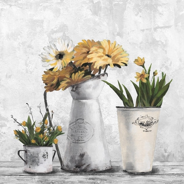 Glowing Yellow Flowers Painting Print On Wrapped Canvas Overstock 32406355