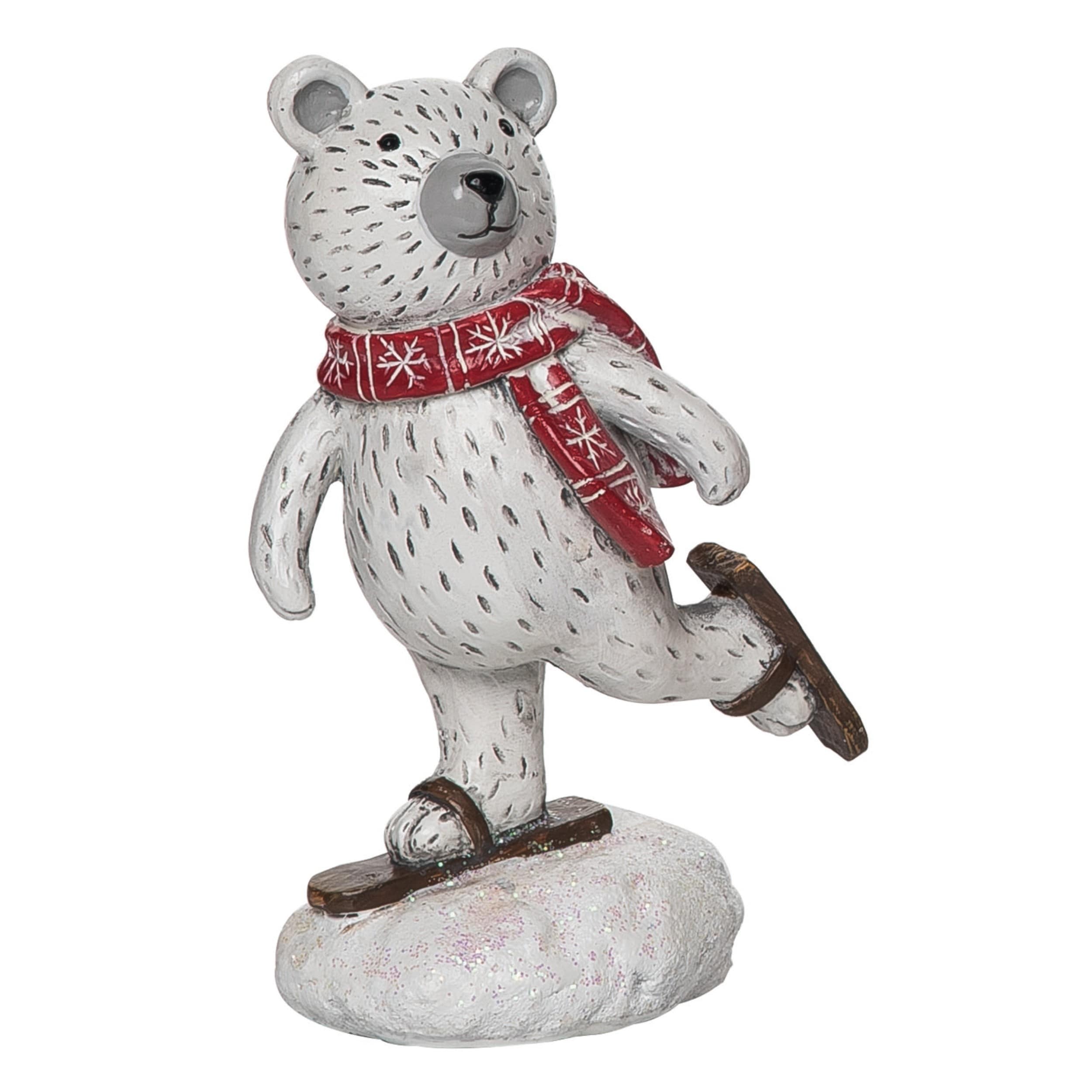Resin White Christmas Skiing Winter Critter Figurine