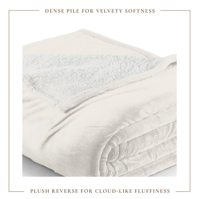 Linery & Co. Velvet Plush Reversible Sherpa Bed Blanket