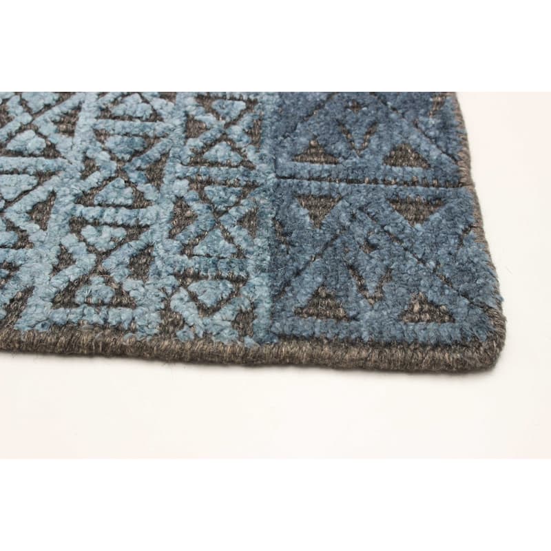 ECARPETGALLERY Hand-knotted Tangier Blue Wool Rug - 5'0 x 8'0