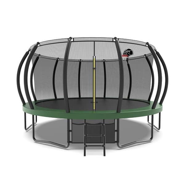 slide 2 of 15, Trampoline Kids and Adults Outdoor Round Trampoline with Enclosure