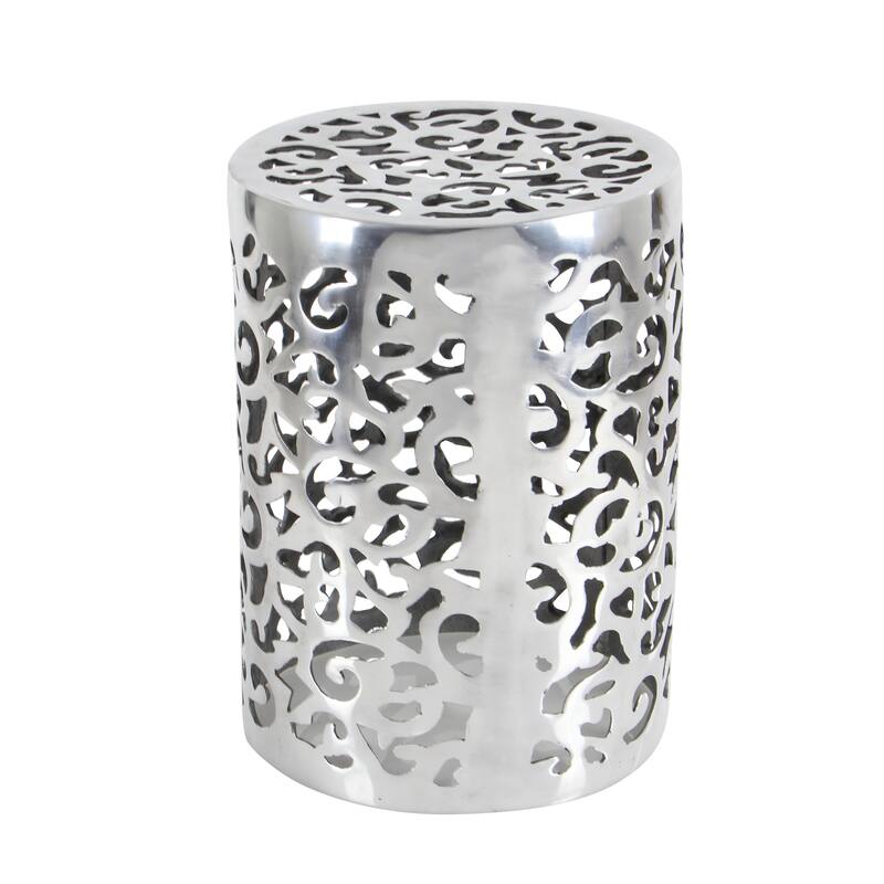 Silver Aluminum Contemporary Accent Table 18 x 13 x 13 - 13 x 13 x 18